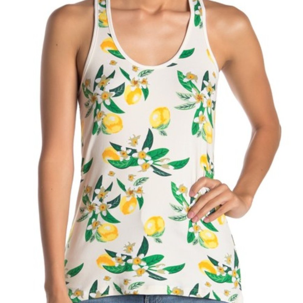 Poof Lemon Print Racerback Tank Top - Medium - NWT